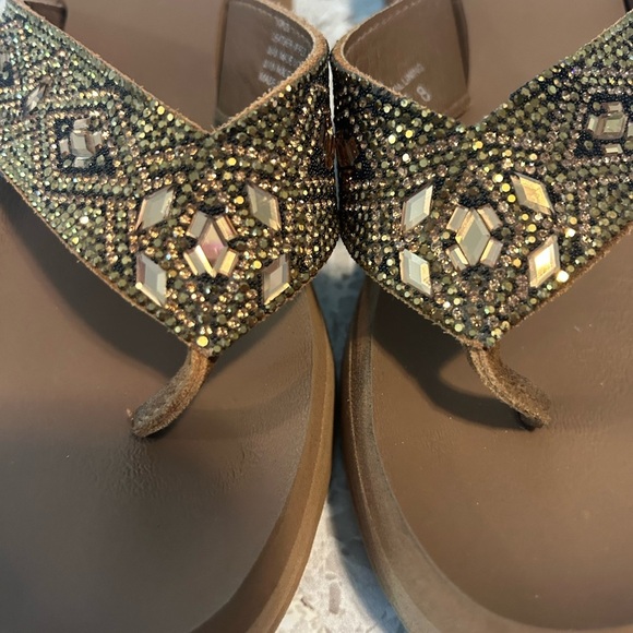 Yellow box Flatform Sandal Brown Bejeweled size 8 Leather upper - Picture 11 of 11